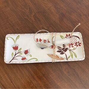 Floral Ceramic Serving Tray with Spreader
